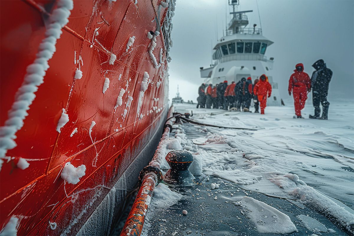 Bateau brise-glace dans le nord